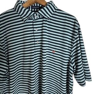 Southern Marsh Polo Shirt Mens XL Blue Stripe Tech Golf Stretch Short Sleeve